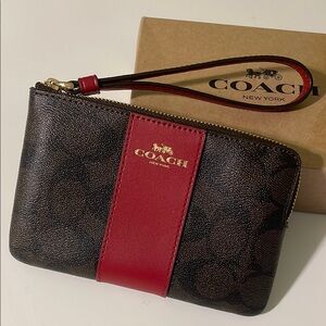 Coach Red and Brown Wristlet